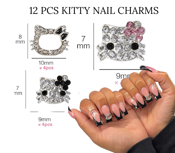 12-48 pcs kawaii kitty Nail charms
