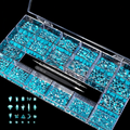 1000 PCS Ocean Blue AB Crystal Nail Tray