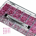 1000-Piece Hot Pink AB Crystal Nail Art Tray